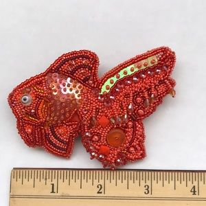 Hand made beaded fish brooch